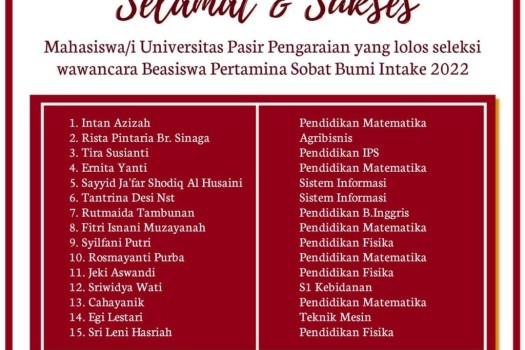 MAHASISWA UPP LOLOS SELEKSI WAWANCARA BEASISWA PERTAMINA SOBAT BUMI INTAKE 2022